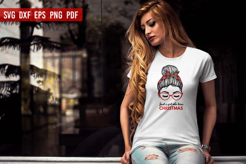 Just a Girl Who Loves Christmas | Christmas Messy Bun SVG SVG Irina Ostapenko 