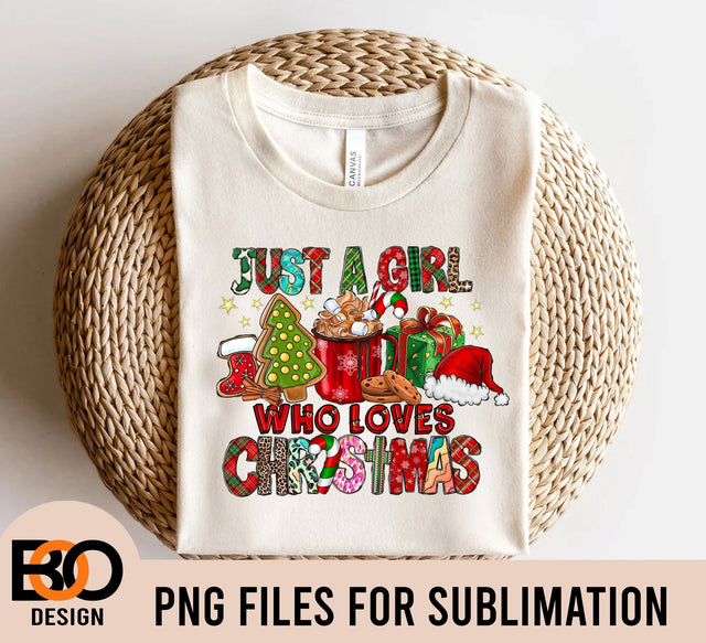 Just A Girl Who Loves Christmas Png Sublimation Design, Merry Christmas Png,Christmas Coffee Png Sublimation BOO-design 