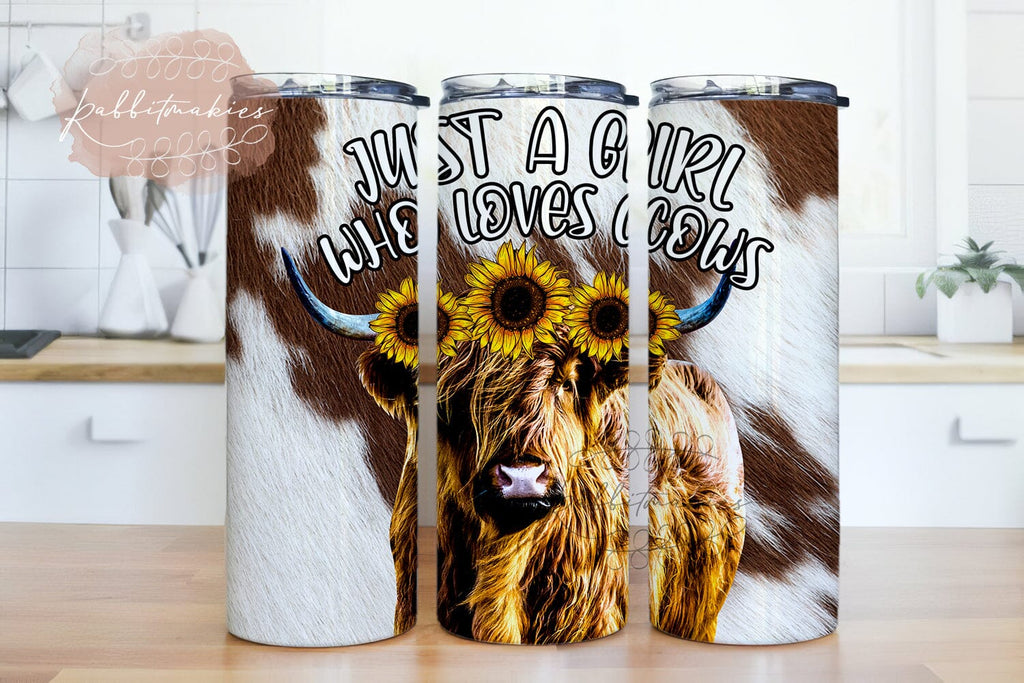 Just A Girl Who Loves Cows Tumbler Design, Cow Sunflower 20oz Skinny Tumbler,  Aztec Cow Print Tumbler Wrap, Gemstone Design Png, Highland Cow Tumbler  With Lid And Straw, Digital Download - So