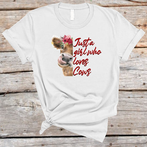 Just a Girl Who Loves Cows Sublimation Waterslide PNG JPG Sublimation Sweet Tees 