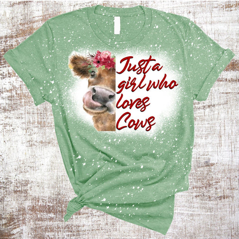 Just a Girl Who Loves Cows Sublimation Waterslide PNG JPG Sublimation Sweet Tees 