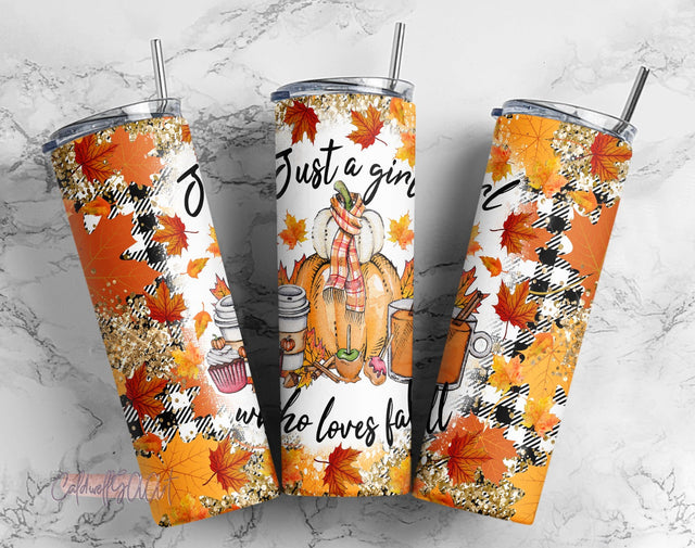 Just A Girl Who Loves Fall Png, Fall tumbler wrap, 20oz Skinny Tumbler Sublimation Design, Hello Fall, Thanksgiving, Tumbler PNG Design 2022 Sublimation CaldwellArt 