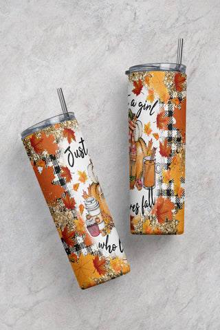 Just A Girl Who Loves Fall Png, Fall tumbler wrap, 20oz Skinny Tumbler Sublimation Design, Hello Fall, Thanksgiving, Tumbler PNG Design 2022 Sublimation CaldwellArt 