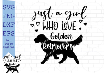 Just A Girl Who Loves Golden Retrievers Svg, Golden Retriever Svg, Golden Retriever Silhouette, Golden Retriever Cut file, Golden Retriever Outline, Retriever heart Svg SVG Artstoredigital 