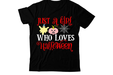 Just a Girl Who Loves Halloween SVG Design, Just a Girl Who Loves Halloween SVG Cut File, Just a Girl Who Loves Halloween PNG SVG BlackCatsMedia 