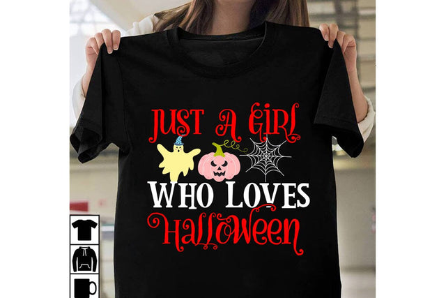 Just a Girl Who Loves Halloween SVG Design, Just a Girl Who Loves Halloween SVG Cut File, Just a Girl Who Loves Halloween PNG SVG BlackCatsMedia 