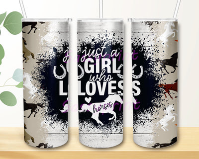 Just a Girl Who Loves Horses Quote Seamless Tumbler Design Cheetah Print Sublimation Designs Downloads Sublimation sassyprint 