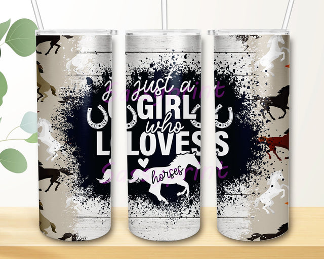 Just a Girl Who Loves Horses Quote Seamless Tumbler Design Cheetah Print Sublimation Designs Downloads Sublimation sassyprint 
