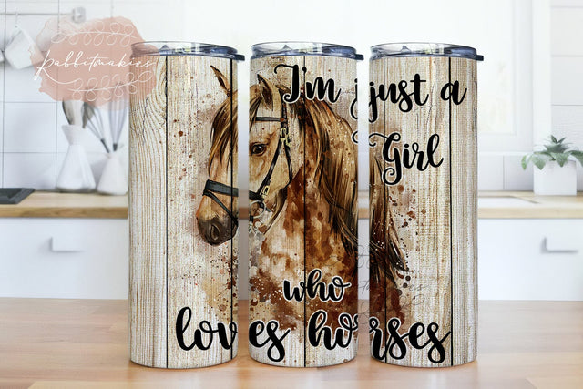 Just a girl who loves Horses Sublimation Tumbler Designs, Horse Png, Horse Tumbler Design, 20 oz Skinny Tumbler Wrap Horse Tumbler Png Sublimation Rabbitmakies 