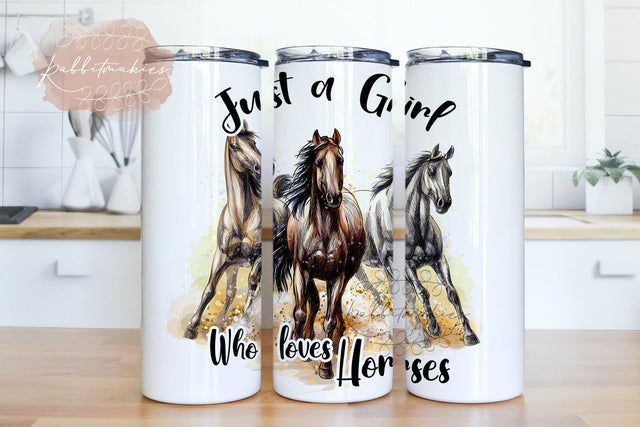 Just a girl who loves Horses Sublimation Tumbler Designs, Horse Png, Horse Tumbler Design, 20 oz Skinny Tumbler Wrap Horse Tumbler Png Sublimation Rabbitmakies 