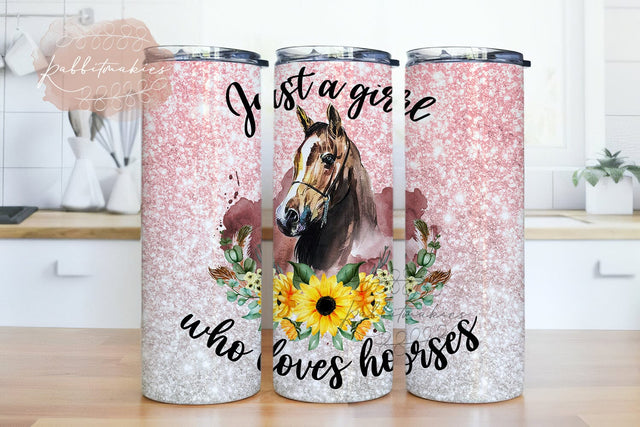 Just a girl who loves Horses Sublimation Tumbler Designs, Horse Png, Horse Tumbler Design, 20 oz Skinny Tumbler Wrap Horse Tumbler Png Sublimation Rabbitmakies 