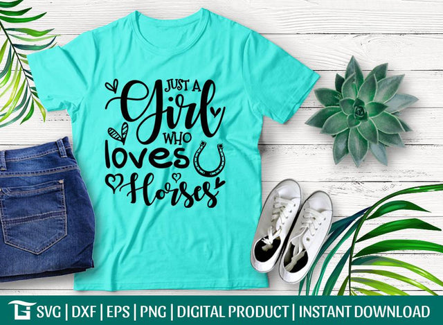 Just a Girl Who Loves Horses Svg Cut File, Horseshoe Nails Svg, Who Loves Horses Svg, Tshirt Design, SVG ETC Craft 