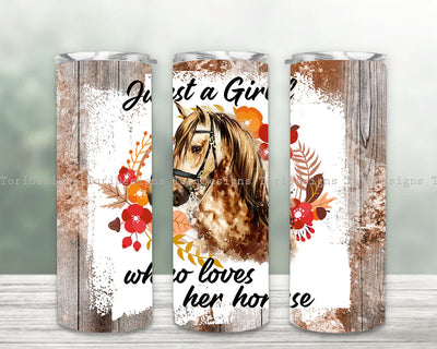 Just A Girl Who Loves Horses Tumbler, Horse Flower Tumbler PNG, Horse Lover Tumbler, Horse Tumbler Design Sublimation ToriDesigns 