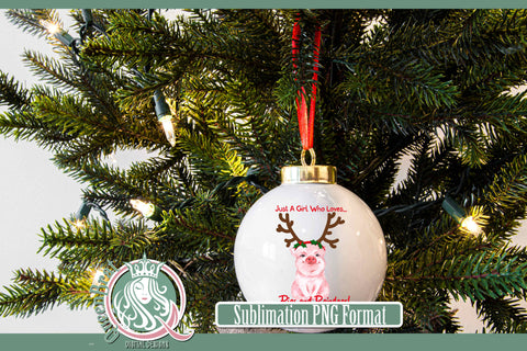Just A Girl Who Loves Pigs & Reindeer Sublimation Sublimation QueenBrat Digital Designs 