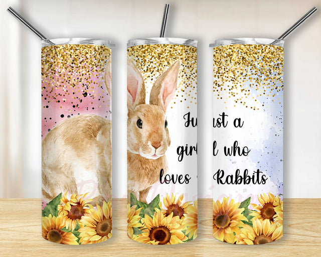 Just a girl who loves Rabbits tumbler PNG, aster Bunny 20 oz Skinny Tumbler Sublimation Design Sublimation BouDesign 