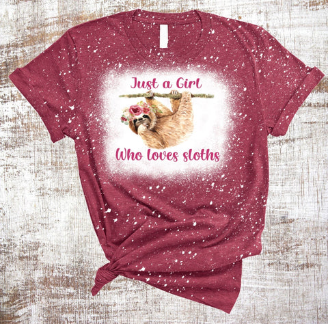 Just a Girl Who Loves Sloths Sublimation Waterslide PNG JPG Sublimation Sweet Tees 