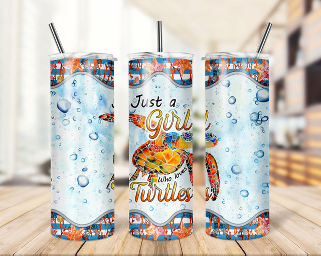 Just a girl who loves turtles 20 oz Sublimation Tumbler Wrap Sea Turtle wrap for Straight/Tapered PNG File Sublimation TrendingDesign 