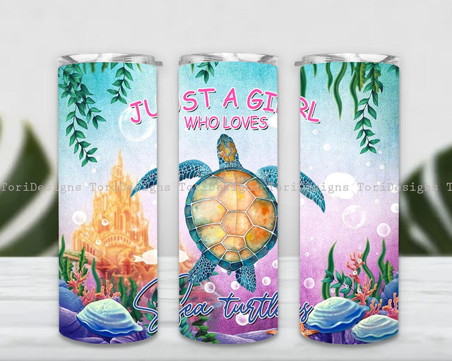 Just a Girl Who Loves Turtles Tumbler PNG, Turtle Tumbler Design, 20 oz Skinny Tumbler Sublimation Tumbler Turtle Lover Sublimation ToriDesigns 