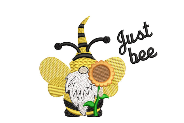 Just Bee Gnome with Sunflower Machine Embroidery Design Embroidery/Applique DESIGNS Angie 