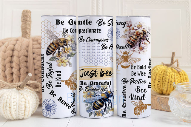 Just BEE Positive Affirmations 20 oz Skinny Tumbler Sublimation Design Digital Download PNG Instant, Inspirational Butterfly Tumbler Sublimation BouDesign 