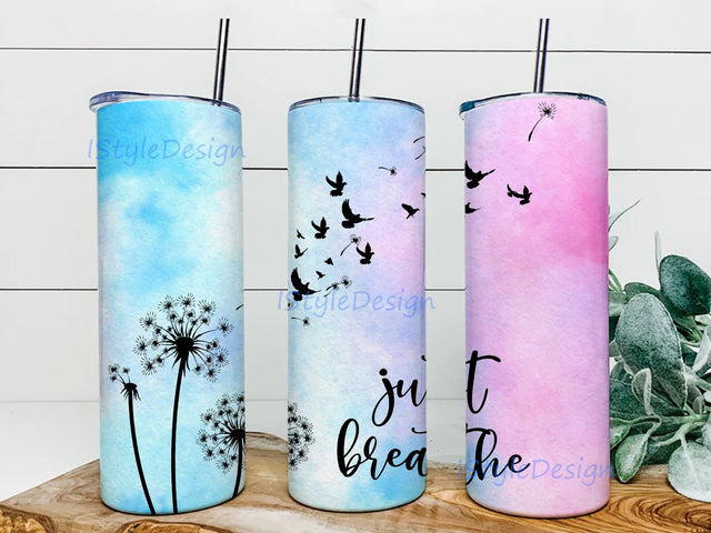 Just Breathe Sublimation Designs Downloads, Skinny Tumbler 20oz Design Sublimation iStyleDesign 