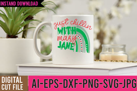 Just Chillin With Mary Jane SVG Cut File , Just Chillin With Mary Jane SVG Design SVG BlackCatsMedia 