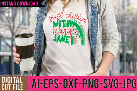 Just Chillin With Mary Jane SVG Cut File , Just Chillin With Mary Jane SVG Design SVG BlackCatsMedia 