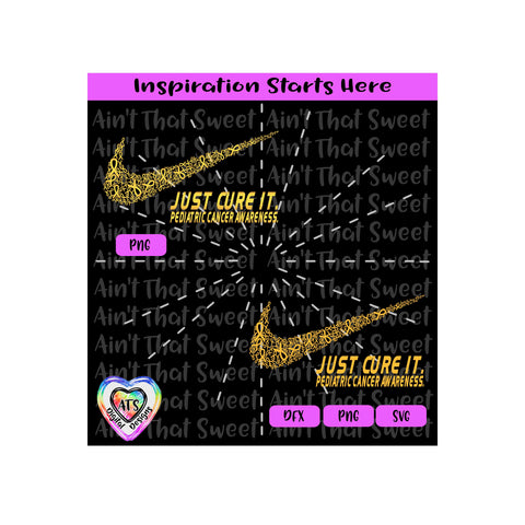 Just Cure It | Pediatric Cancer Awareness | Ribbons | Swish - Transparent PNG SVG DXF - Silhouette, Cricut, Scan N Cut SVG Aint That Sweet 