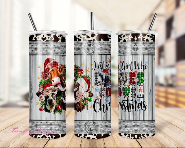 Just Girl That Loves Cows 2 File Png, Flower Love Cow 20Oz Skinny Tumbler,Loves Cows Tumbler PNG Sublimation TrendingDesign 