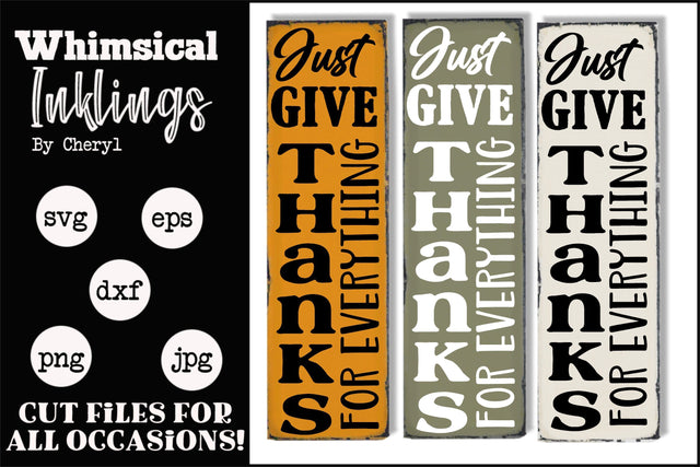 Just Give Thanks-Vertical SVG SVG Whimsical Inklings 