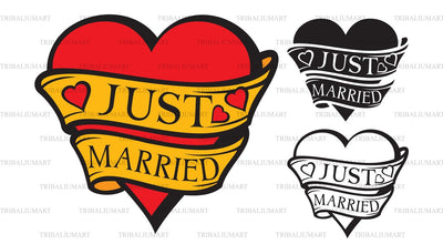 Just Married design with heart SVG TribaliumArtSF 