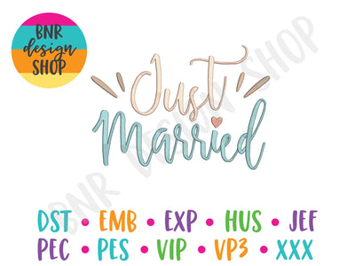 Just Married Embroidery Design Embroidery/Applique BNRDesignShop 