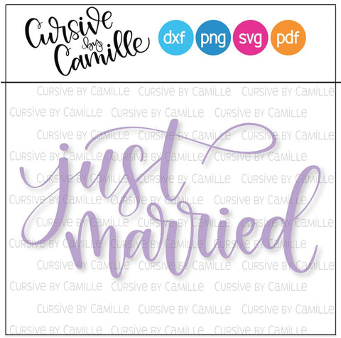 Just Married Hand Lettered Cut File SVG Cursive by Camille 