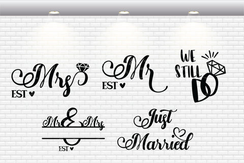 Just Married - Wedding Bundle - SVG, PNG, DXF, EPS SVG Elsie Loves Design 