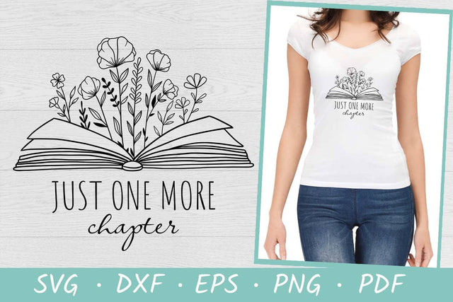 Just One More Chapter SVG Design | Floral Book SVG SVG Irina Ostapenko 