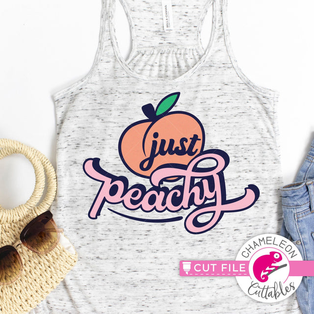 Just Peachy retro peach svg png dxf SVG Chameleon Cuttables 