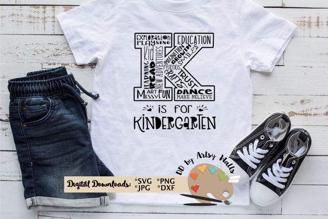 K is for Kindergarten svg first day of Kindergarten t-shirts SVG The Artsy Spot 