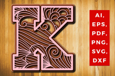 K Layered Floral Alphabet SVG cut file, laser cut alphabet, mandala alphabet, 5 layer SVG MD JOYNAL ABDIN 