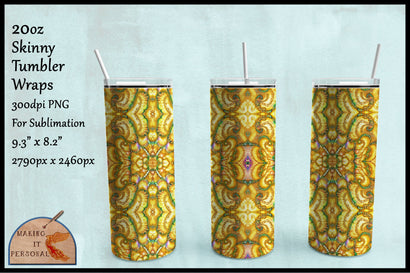 Kaleidoscope Gold - 20oz Skinny Tumbler Wrap Sublimation Making it Personal 