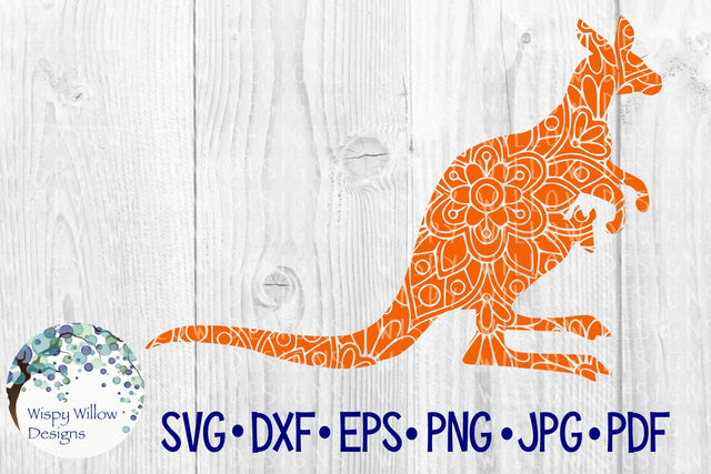 Kangaroo Floral Mandala SVG Wispy Willow Designs 
