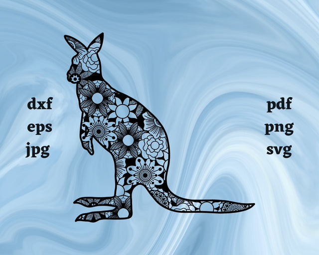 Kangaroo Mandala SVG Cut File SVG Northern Light SVG 