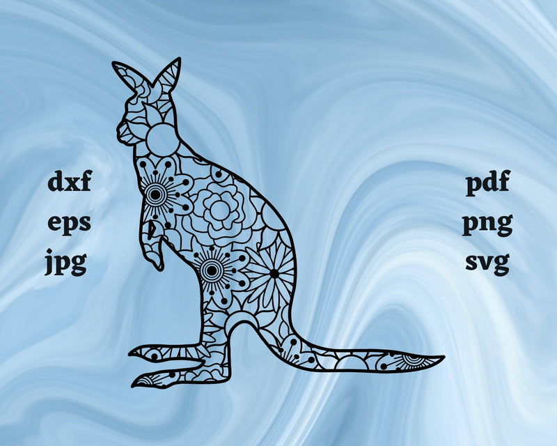 Kangaroo Mandala SVG Cut File SVG Northern Light SVG 