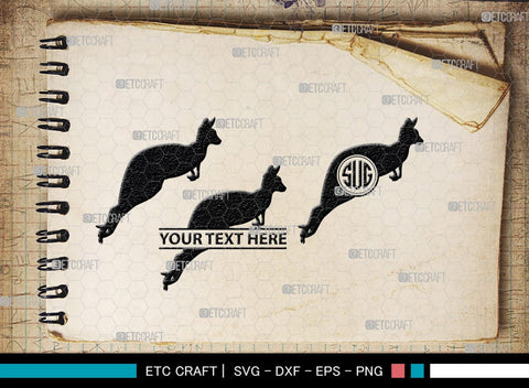 Kangaroo Monogram, Kangaroo Silhouette, Kangaroo SVG, Australia Animal Svg, Kangaroo Baby Svg, Kangaroo Love Svg, Animal Svg, SB00285 SVG ETC Craft 