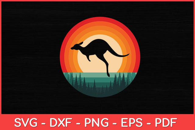 Kangaroo Retro Vintage 60s 70s Sunset kangaroo Svg Cut File | Kangaroo Svg SVG artprintfile 