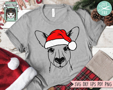 Kangaroo Santa Hat SVG Cut File, Kangaroo With Hat SVG, Christmas SVG File, Kangaroo SVG, Christmas Cut File, Christmas Santa Hat SVG, Australia SVG SVG Wild Pilot 