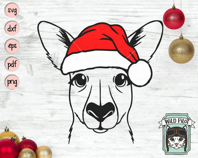 Kangaroo Santa Hat SVG Cut File, Kangaroo With Hat SVG, Christmas SVG File, Kangaroo SVG, Christmas Cut File, Christmas Santa Hat SVG, Australia SVG SVG Wild Pilot 