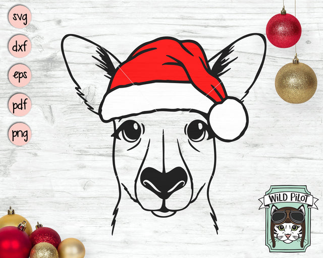 Kangaroo Santa Hat SVG Cut File, Kangaroo With Hat SVG, Christmas SVG File, Kangaroo SVG, Christmas Cut File, Christmas Santa Hat SVG, Australia SVG SVG Wild Pilot 