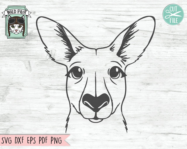 Kangaroo SVG File, Kangaroo Cut File, Animal Face SVG, Cute Kangaroo SVG, Kangaroo Face SVG Cut File, Animal Face SVG, Australian SVG File SVG Wild Pilot 