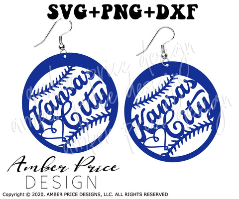 Kansas City Baseball Earrings SVG PNG DXF | DIY KC Earrings SVG | Amber Price Design SVG Amber Price Design 