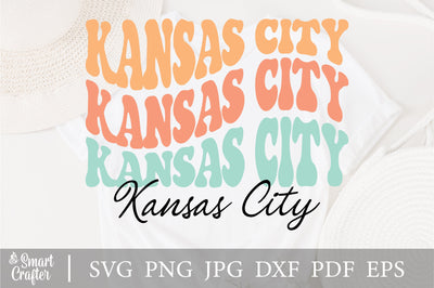 Kansas City svg, Kansas City Chiefs svg, wavy Groovy svg, style Stacked svg, EPS PNG Cricut Instant Download SVG Fauz 